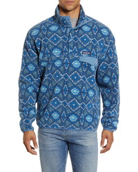Blue Fleece Mock-Neck Sweater