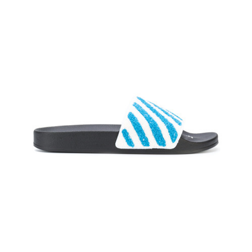 off white striped slides