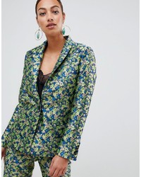 ASOS DESIGN Premium Tailored Blazer In Ditsy Floral Jacquard