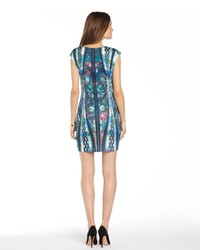 Romeo & Juliet Couture Blue Floral Stretch Jersey Sleeveless Dress