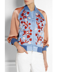 Jonathan Saunders Cecily Embroidered Satin Bomber Jacket
