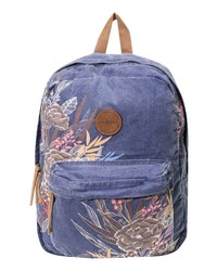 Blue Floral Canvas Backpack