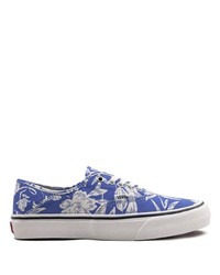 Blue Floral Canvas Low Top Sneakers
