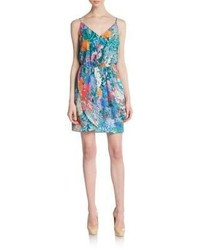 Amanda Uprichard Floral Print Chiffon Crossover Hem Dress