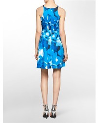 Calvin Klein Floral Print Halter Fit Flare Dress