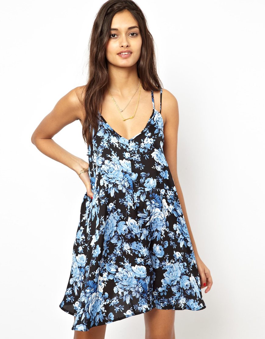 Glamorous Cami Slip Dress In Blue Floral, $7 | Asos | Lookastic