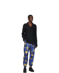 Opening Ceremony Blue Satin Floral Trousers
