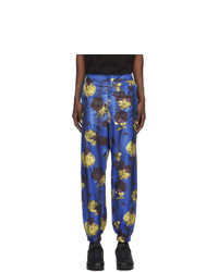 Opening Ceremony Blue Satin Floral Trousers