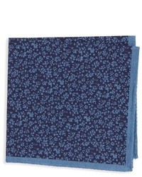 Blue Floral Cotton Pocket Square