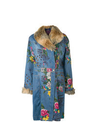 Blue Floral Denim Coat