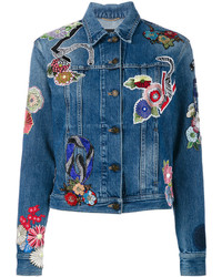 Blue Floral Denim Jacket