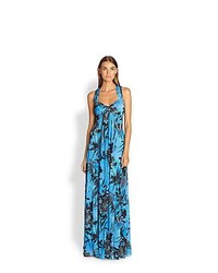 Etro Floral Printed Maxi Dress French Blue