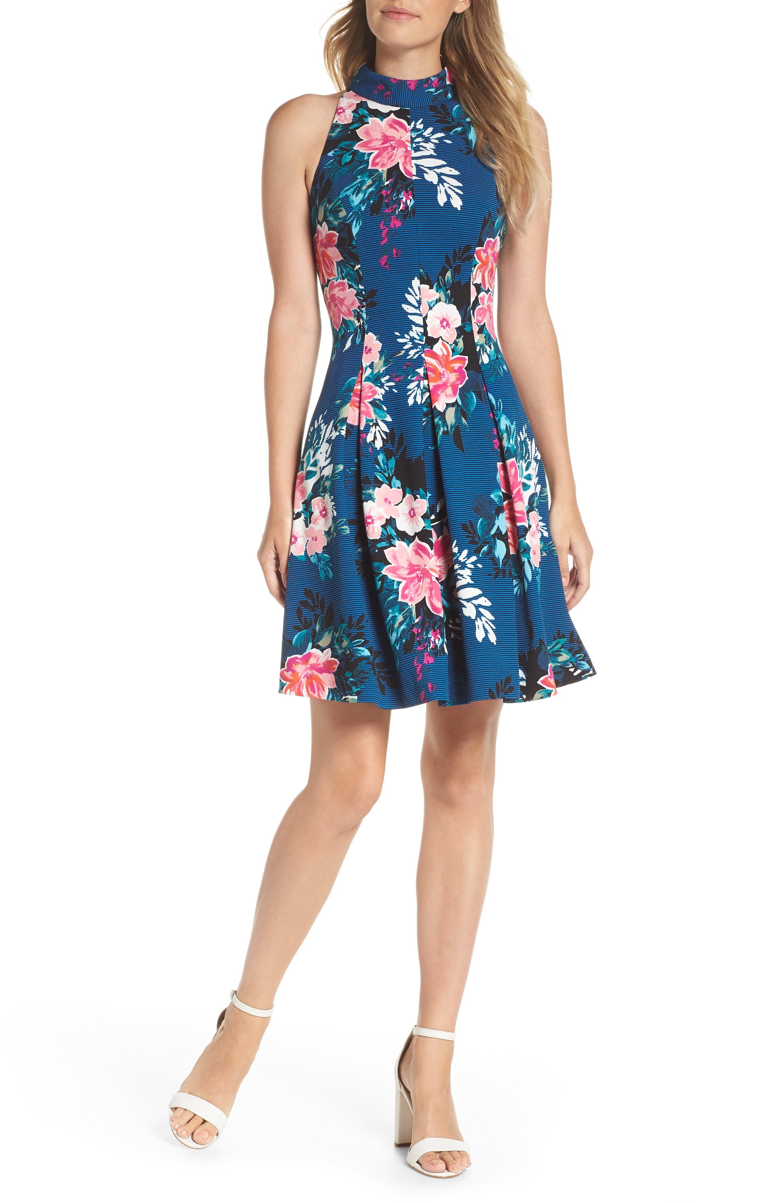Vince Camuto Textured Floral Scuba Crepe Fit And Flare Dress, $71 
