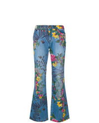 Blue Floral Flare Pants