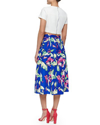 Shoshanna Jackie Floral Print Tea Length Full Skirt