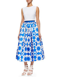 Alice + Olivia Molina Floral Print Tea Length Ball Skirt