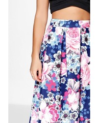 Boohoo Sierra Bold Floral Print Full Midi Skirt
