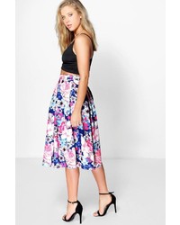 Boohoo Sierra Bold Floral Print Full Midi Skirt