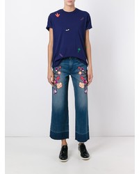 Sandrine Rose Floral Embroidered Cropped Jeans