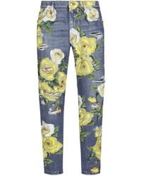 Dolce & Gabbana Floral Print Straight Leg Jeans