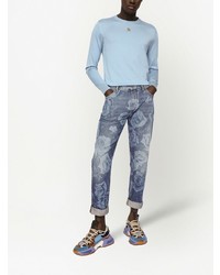 Dolce & Gabbana Rose Print Slim Fit Jeans