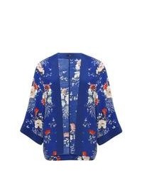 M&Co Ladies Oriental Floral Pattern Lightweight Kimono Jacket Top Blue 16