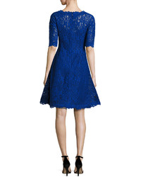 Rickie Freeman For Teri Jon Floral Lace Fit And Flare Cocktail Dress Royal