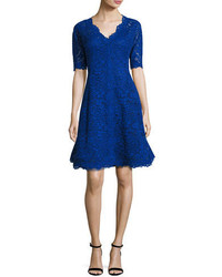 Rickie Freeman For Teri Jon Floral Lace Fit And Flare Cocktail Dress Royal