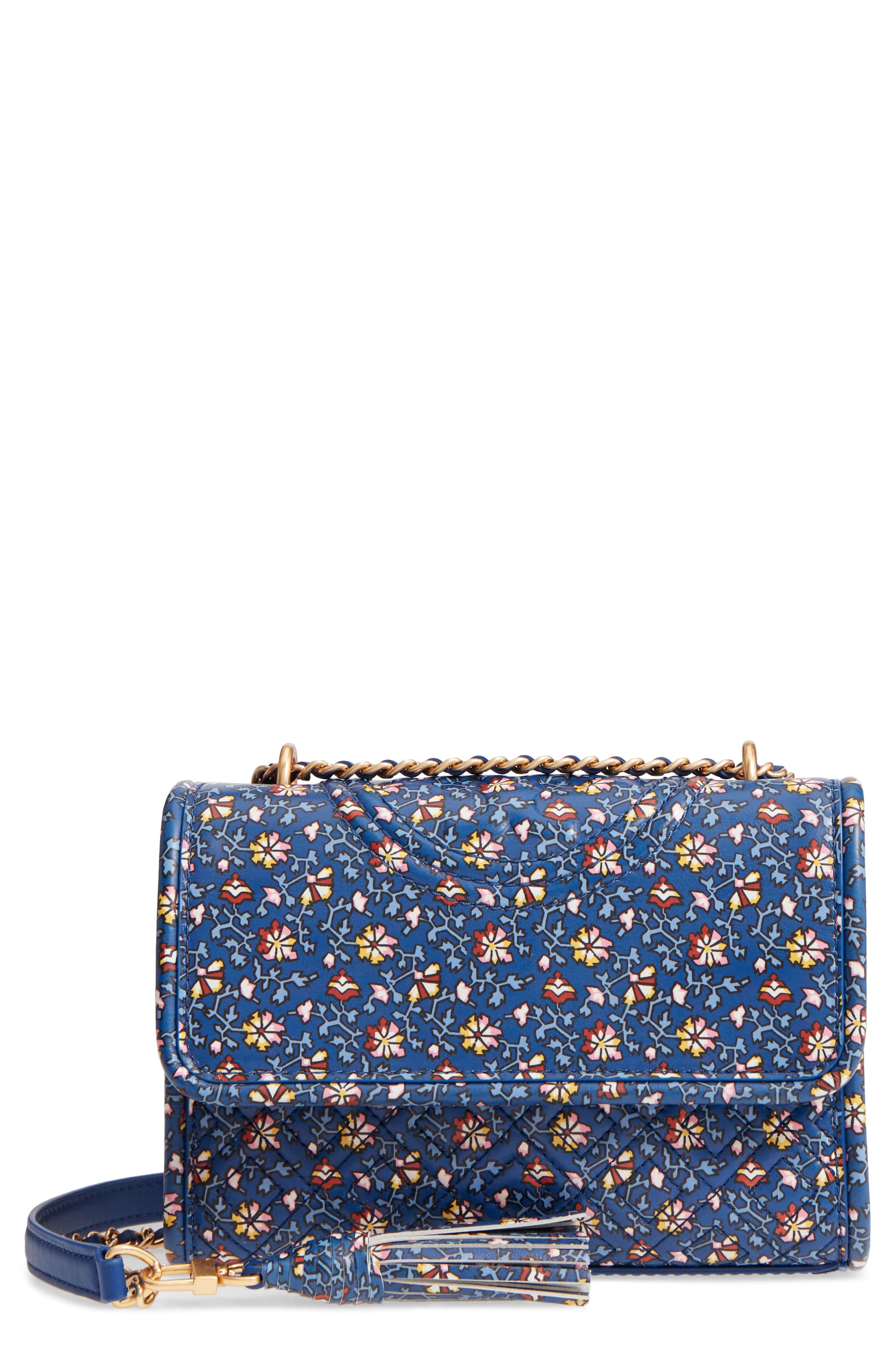 Tory Burch Blue Wild Pansy Floral Fleming Leather Crossbody Bag, Best  Price and Reviews