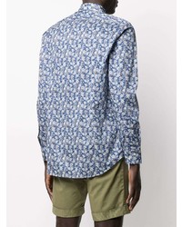 Etro All Over Floral Print Cotton Shirt