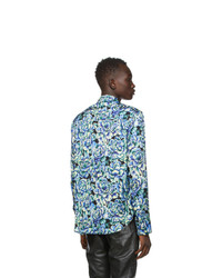 PACO RABANNE Blue And Black Satin Floral Shirt