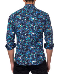 Jared Lang Floral Print Sport Shirt Blue