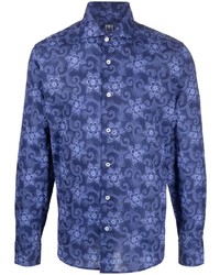Fedeli Floral Print Stretch Cotton Shirt