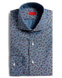 Isaia Slim Fit Floral Print Button Up Shirt