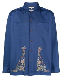 Nudie Jeans Vincent Floral Embroidered Cotton Shirt