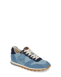 Blue Floral Low Top Sneakers
