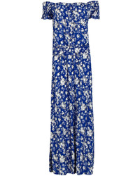 Boohoo Sue Off The Shoulder Floral Button Front Maxi Dress