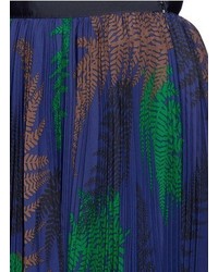 Sacai Botanical Print Split Pleat Midi Skirt
