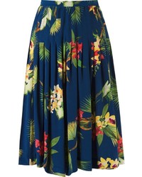 Isolda Midi Pleated Floral Skirt