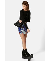 Topshop Paris Blue Floral Miniskirt