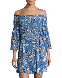 Laundry by Shelli Segal Floral Print Off The Shoulder Belted Dress