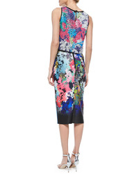 Milly Ombre Floral Print Midi Pencil Skirt