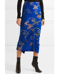 Preen by Thornton Bregazzi Tracy Ruched Floral Print Stretch Crepe Midi Skirt