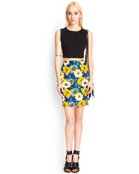 Forever 21 Watercolor Floral Pencil Skirt