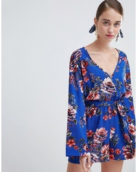 New Look Flare Sleeve Floral Playsuit Pattern