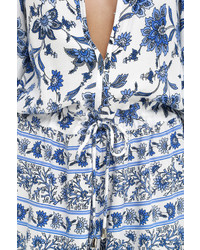 LuLu*s Personal Flair Ivory And Blue Floral Print Romper