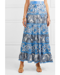 Alice + Olivia Satin And Med Floral Print Maxi Skirt