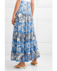 Alice + Olivia Satin And Med Floral Print Maxi Skirt
