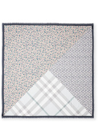 Burberry Square Floral Patchwork Scarf Blue