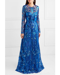 Naeem Khan Sequined Tulle Gown